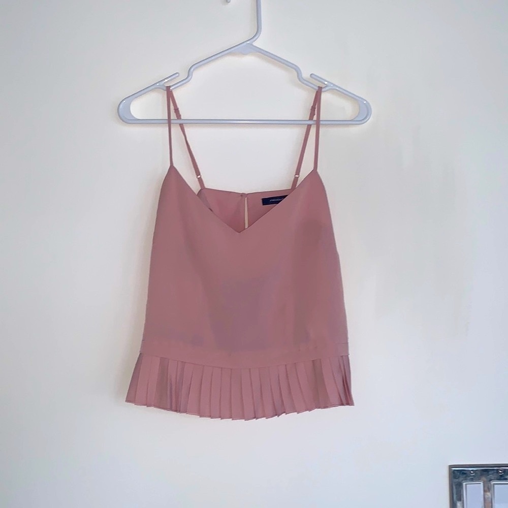 Womens French connection rose tank top w/pleated detail &adjustable straps- S